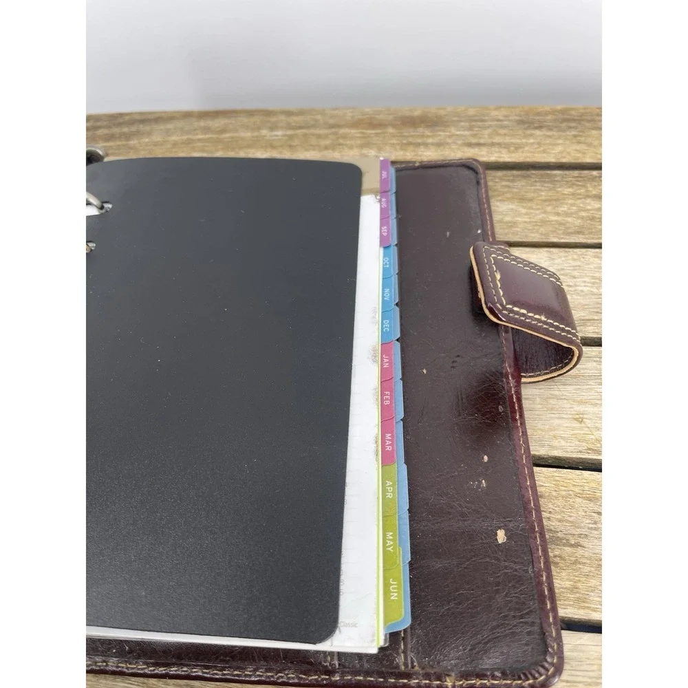 Franklin Covey  VTG Leather Planner Binder Organizer Brown 7 Ring Large Agenda